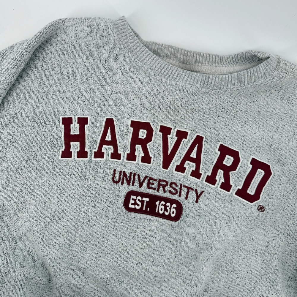 Bay State Apparel‎ Harvard University Long Sleeve Crewneck Sweater Gray Men XL